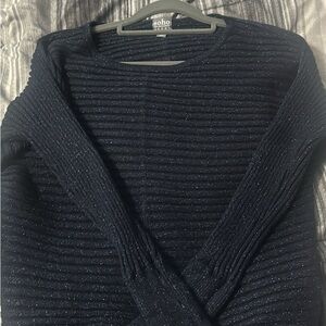 Soho Blue Crew Glittery Sweater with Textured Knit